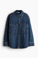 Rhinestone-Embellished Denim Shirt